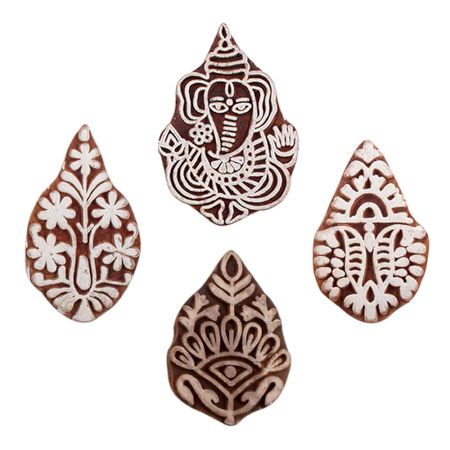 Set of 4 Piece New Mix Wooden Printing Blocks
